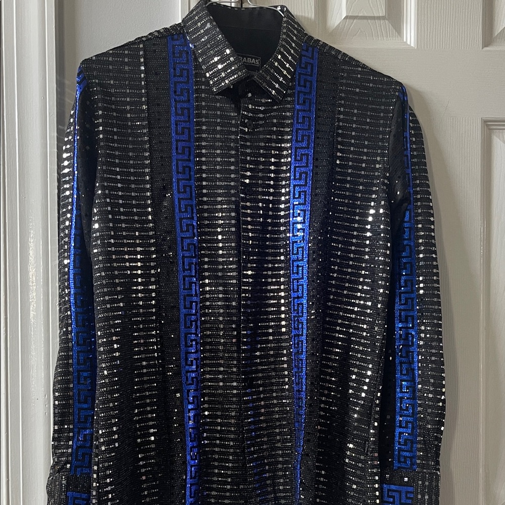 Black and Blue Patterned Men's Shirt